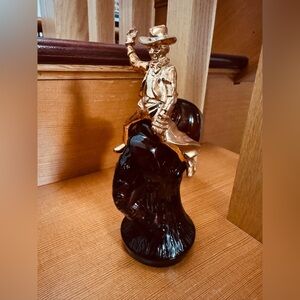 Vintage Avon Bucking Bronco glass & plastic rider decanter full